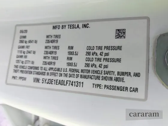 2020 Tesla Model 3 Standard Range Plus
