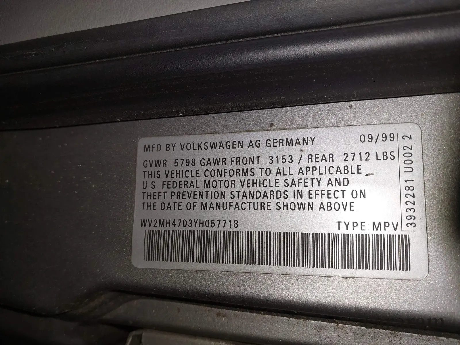 2000 Volkswagen EuroVan