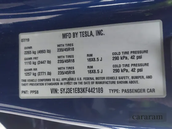 2019 Tesla Model 3 Long Range