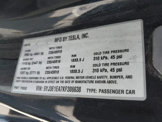 2019 Tesla Model 3 Mid Range