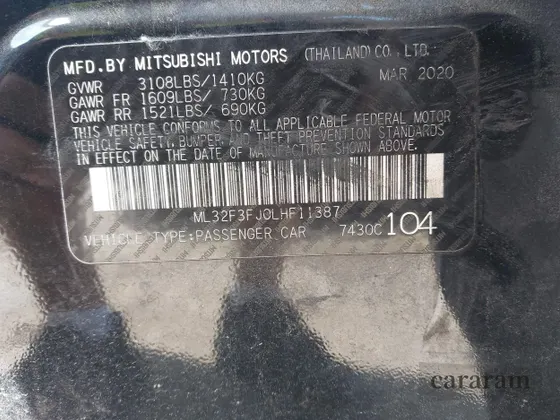 2020 Mitsubishi Mirage ES