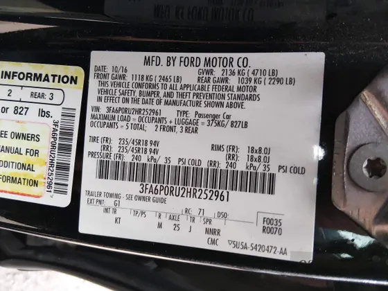 2017 Ford Fusion Hybrid Titanium