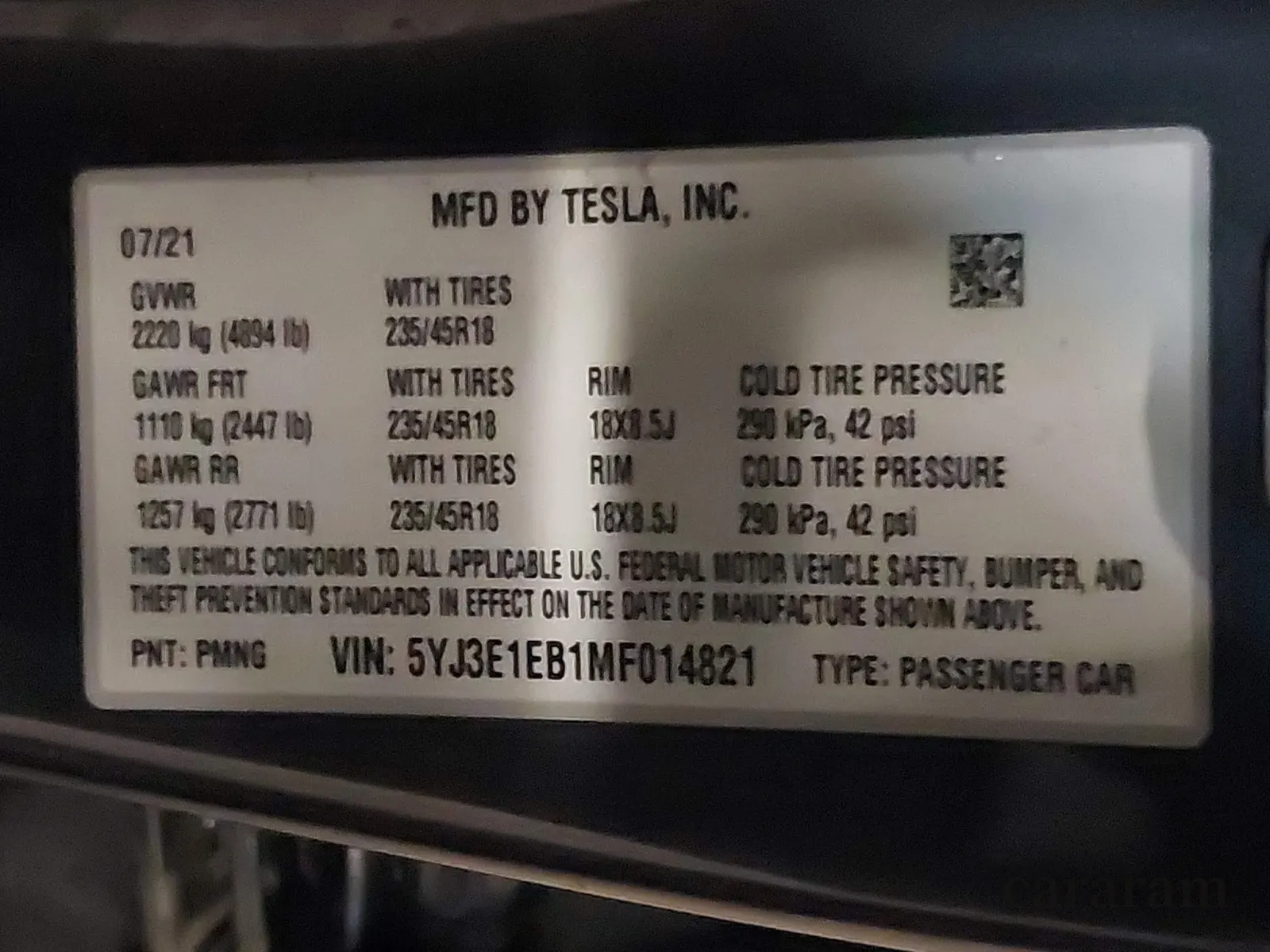 2021 Tesla Model 3 Long Range