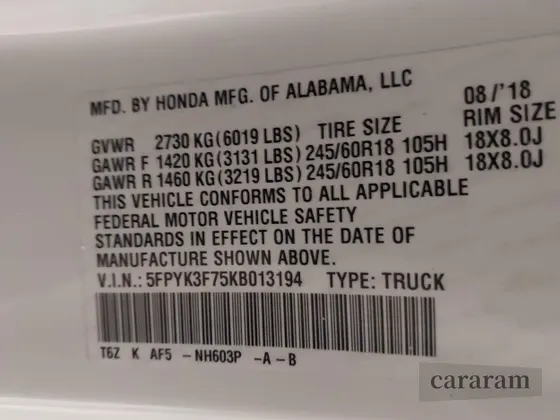 2019 Honda Ridgeline RTL-E