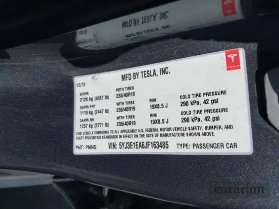 2018 Tesla Model 3 Long Range Battery