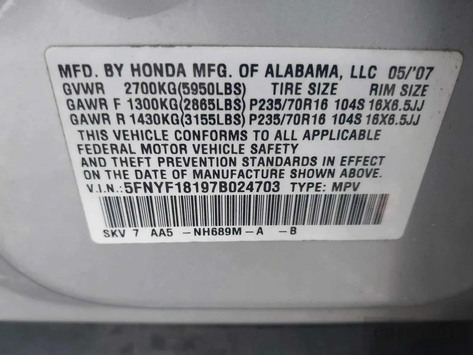 2007 Honda Pilot LX