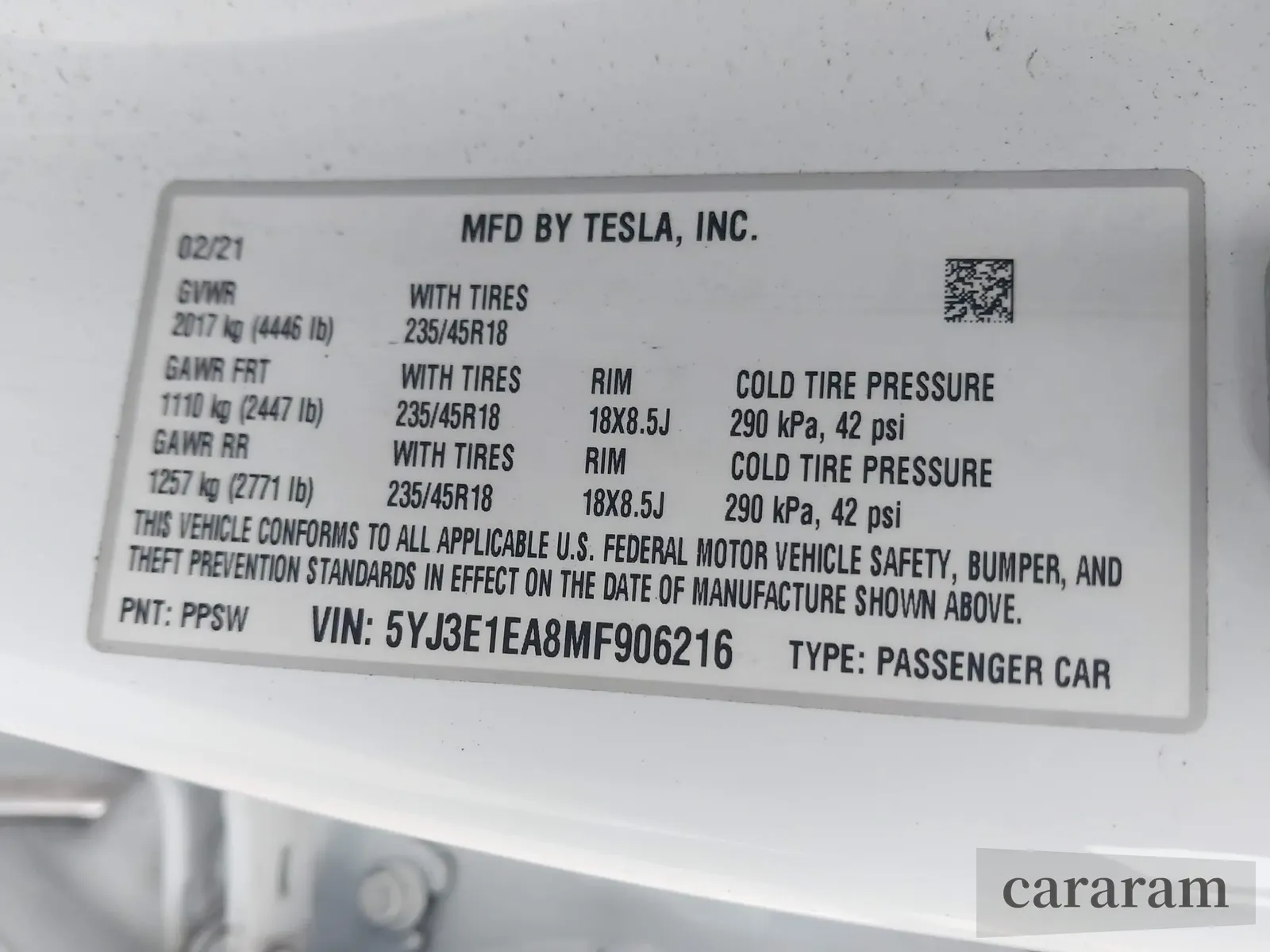 2021 Tesla Model 3 Standard Range Plus