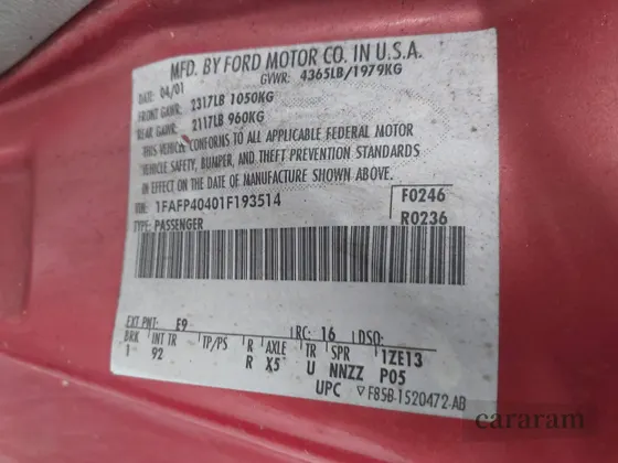 2001 Ford Mustang Standard