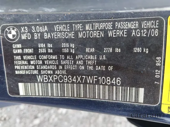 2007 BMW X3 3.0si