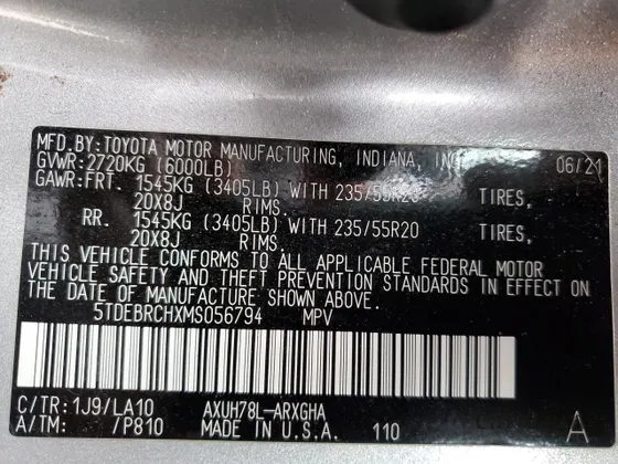 2021 Toyota Highlander Hybrid Platinum