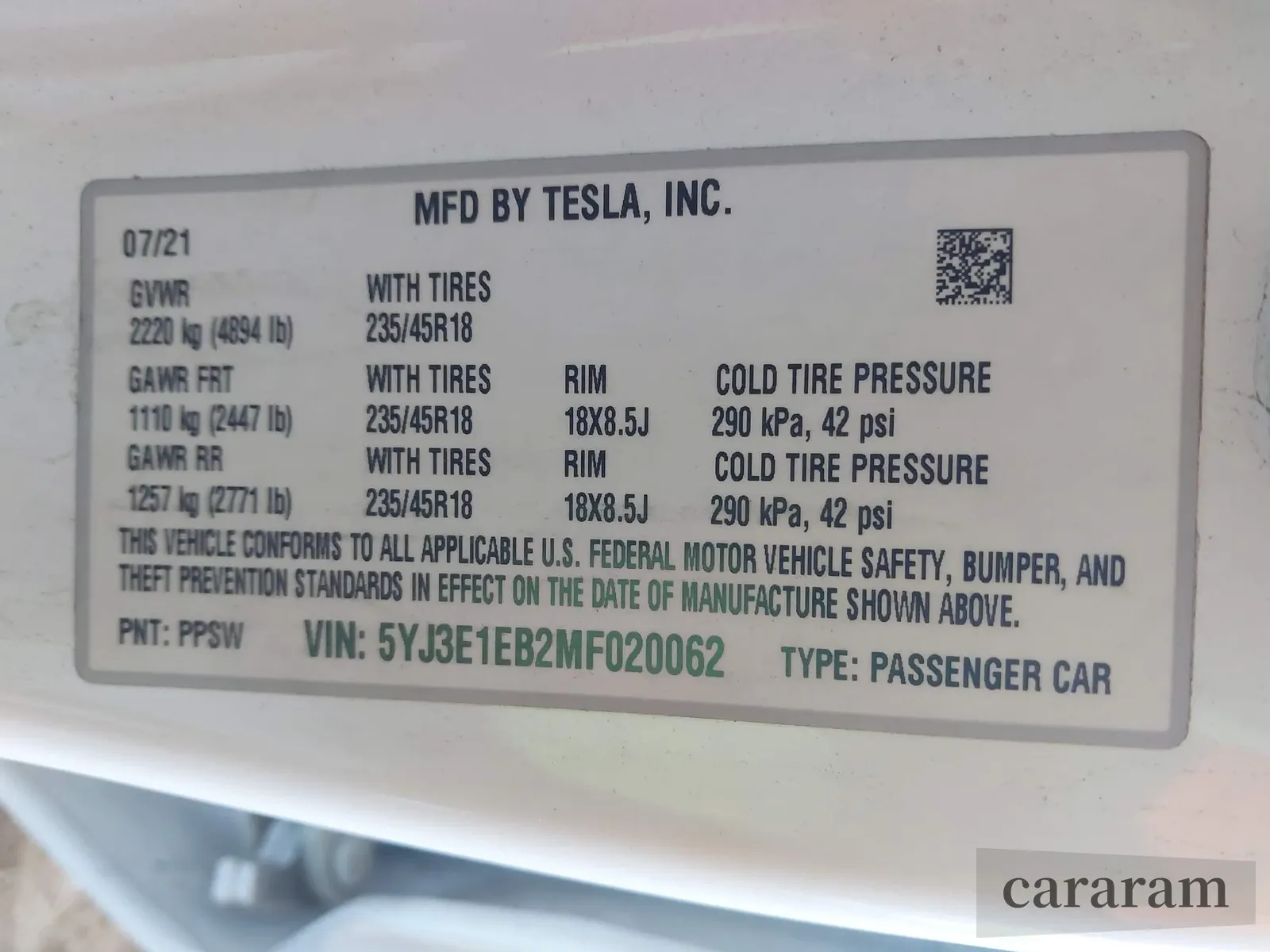2021 Tesla Model 3 Long Range