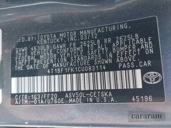 2012 Toyota Camry SE Sport Limited Edition
